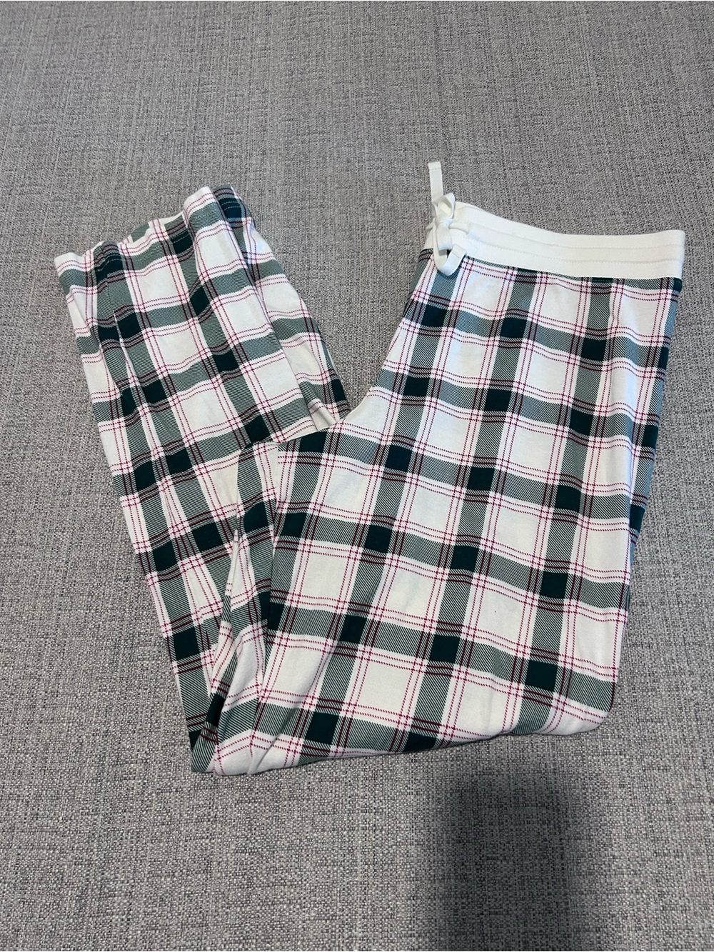 Wondershop Cream Plaid Sleep Pants with Green & Red Stripes. Size L